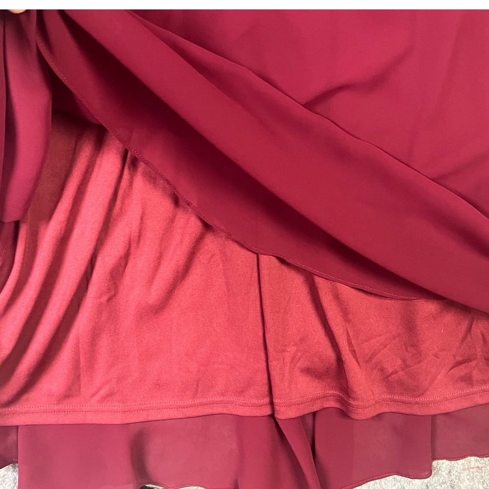 Ever Pretty Maxi Dress Women 20 Burgundy New Pleated V-Neck Flutter Sleeve New - Picture 10 of 11